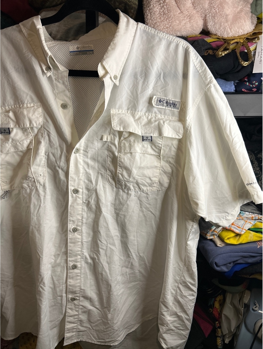 Columbia PFG Men's Short Sleeve Fishing Shirt XL White